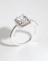 Silver Plated Cubic Zirconia Surround Stone Ring