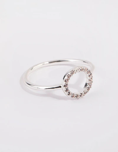 Silver Cubic Zirconia Open Circle Ring