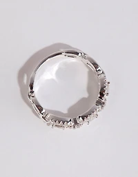 Silver Plated Cubic Zirconia Chain Ring