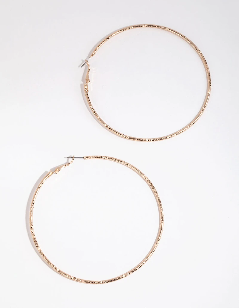 Gold Diamond Cut Big Hoop Earrings