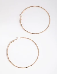 Gold Diamond Cut Big Hoop Earrings