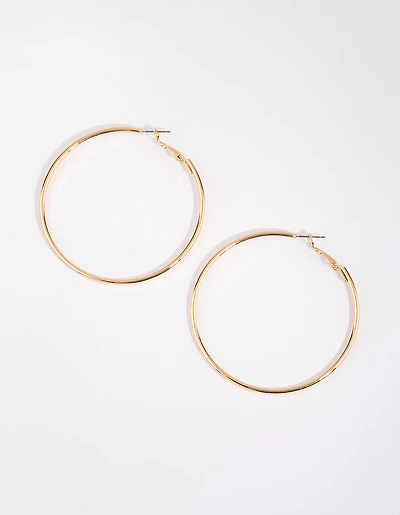 Gold Plain Rounded Hoop Earrings