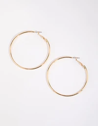 Gold Plain Rounded Hoop Earrings