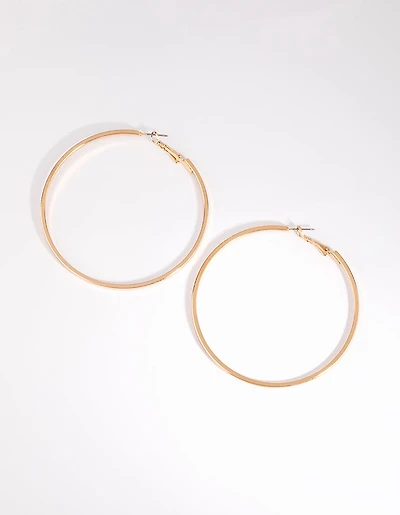 Gold Large Flat Hoop Earrings