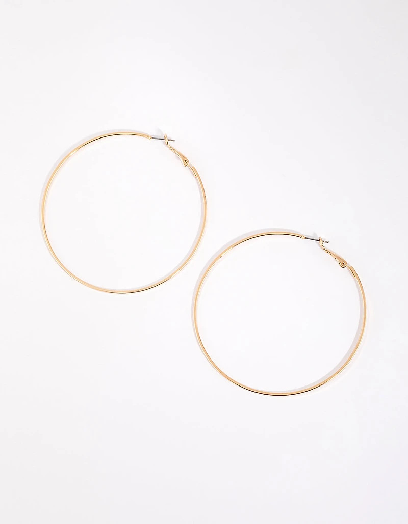 Gold Flat Edge Hoop Earrings
