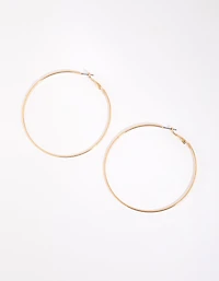 Gold Flat Edge Hoop Earrings