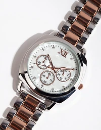 Silver Mix Metal Chain Link Watch