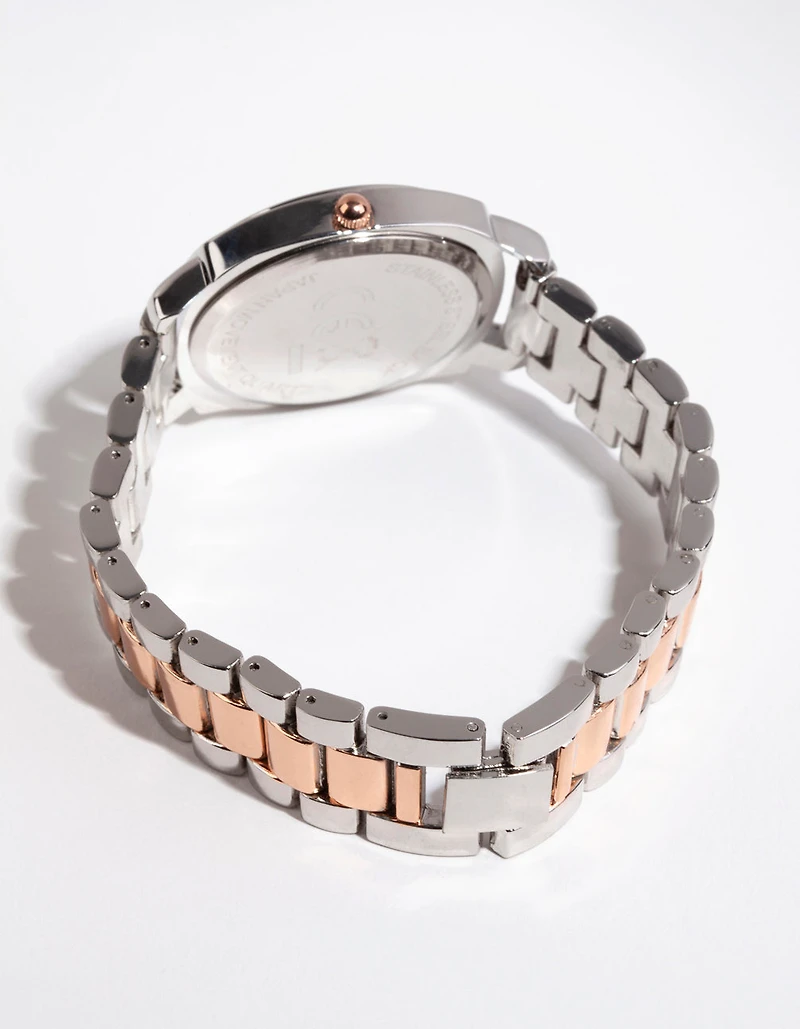 Silver Mix Metal Chain Link Watch