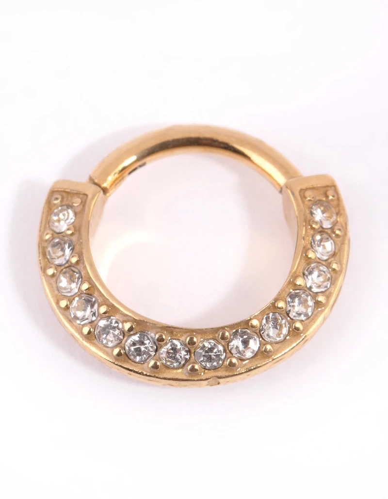 Gold Surgical Steel Pave Clicker