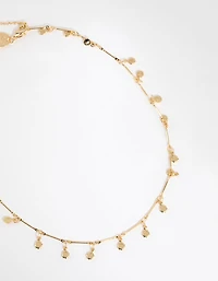 Gold Plated Disc Drop Necklace