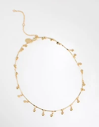 Gold Plated Disc Drop Necklace