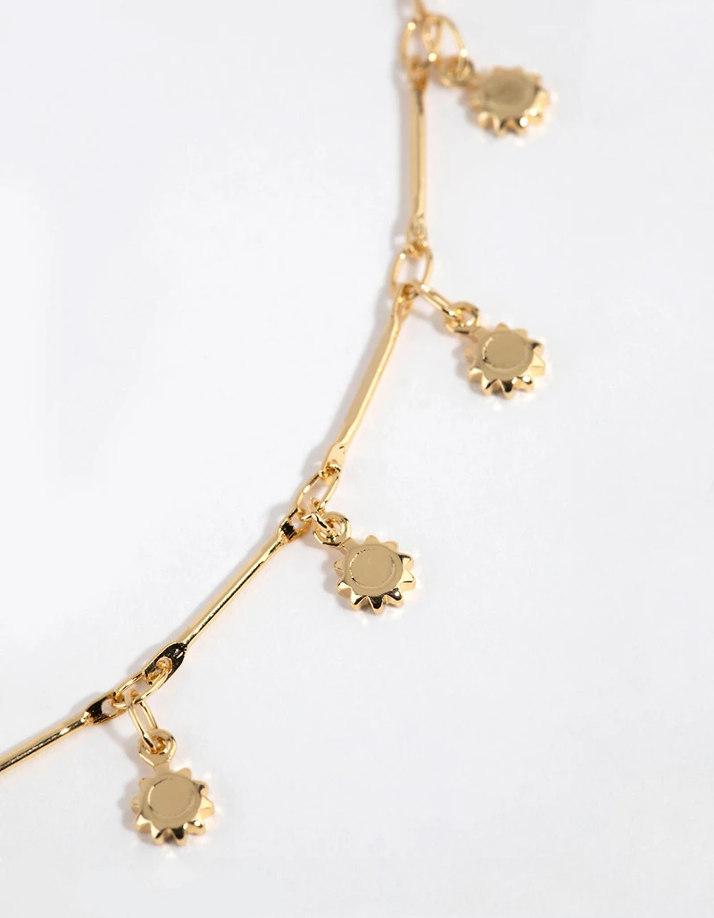Gold Plated Disc Drop Necklace