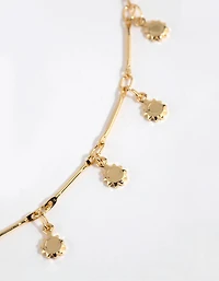 Gold Plated Disc Drop Necklace