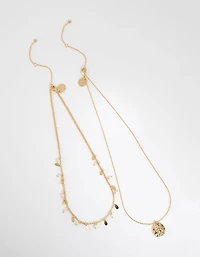 Gold Plated Freshwater Pearl & Molten Necklace Set