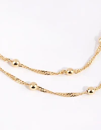 Gold Plated Ball & Twist Chain Necklace Set
