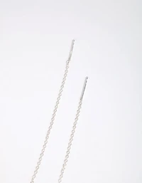 Sterling Silver Cubic Zirconia Teardrop Thread Through Earrings