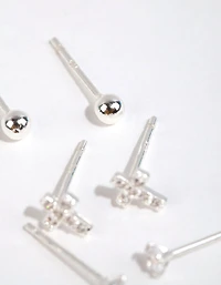Sterling Silver Cross & Diamante Stud Earring Pack