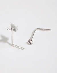 Sterling Silver Mini Butterfly Nose Studs