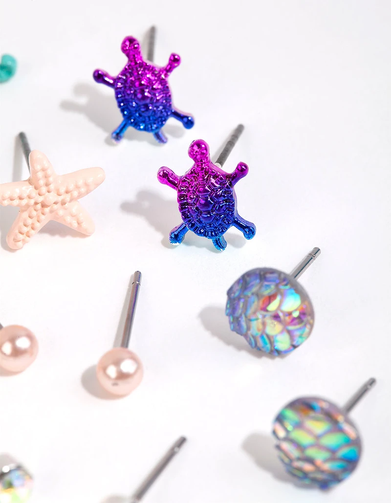 Kids Silver Under the Sea Stud Earring Pack