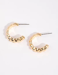 Boucles d’oreilles Huggie dorées texturées pour croissants