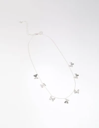 Silver Multi Butterfly Station Necklace