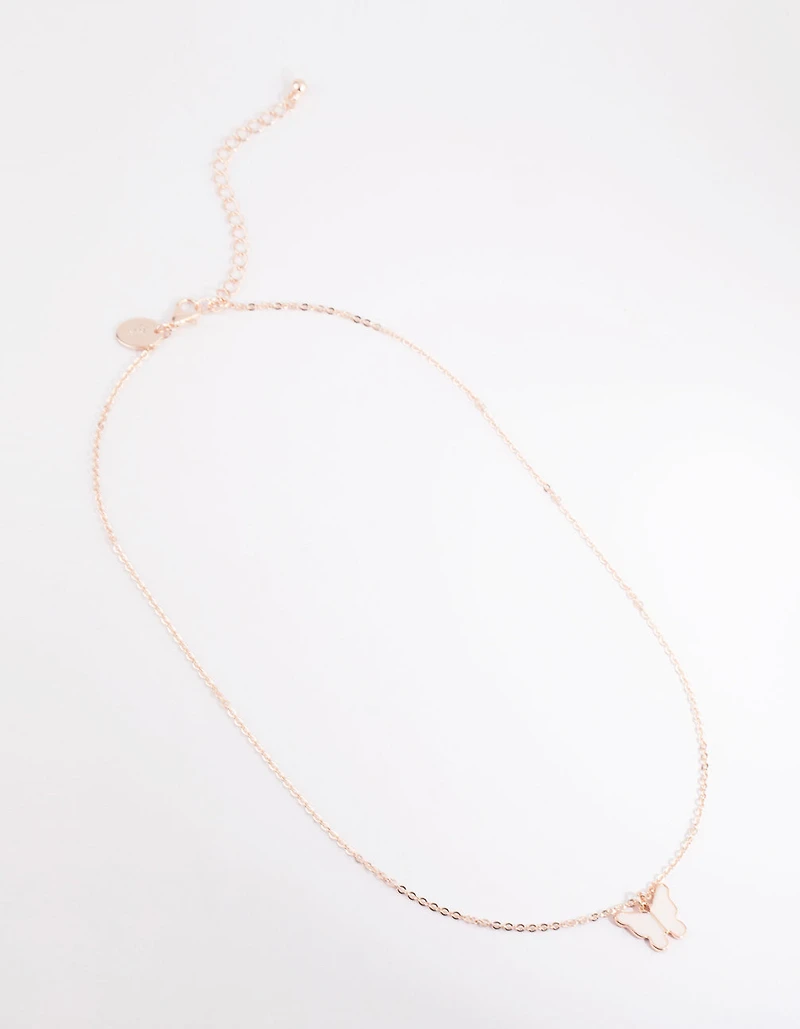Rose Gold Butterfly Pendant Necklace