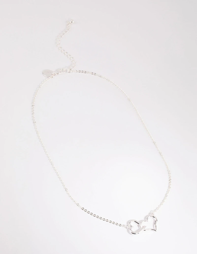 Collier de cœurs en argent entrelacé