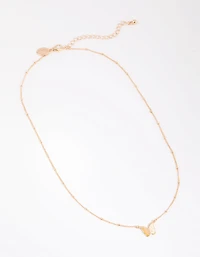 Gold Ball & Chain Butterfly Necklace