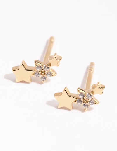 Boucles d’oreilles en forme d’étoile en argent sterling plaquées or