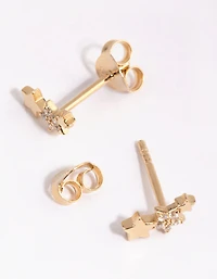 Boucles d’oreilles en forme d’étoile en argent sterling plaquées or