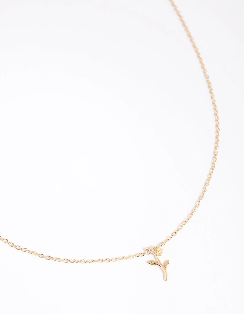 Gold Plated Sterling Silver Rose Necklace