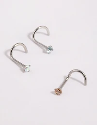 Surgical Steel Light Stone Nose Stud Pack