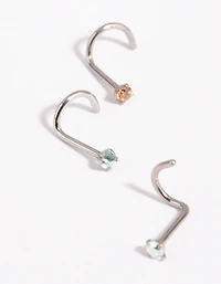 Surgical Steel Light Stone Nose Stud Pack