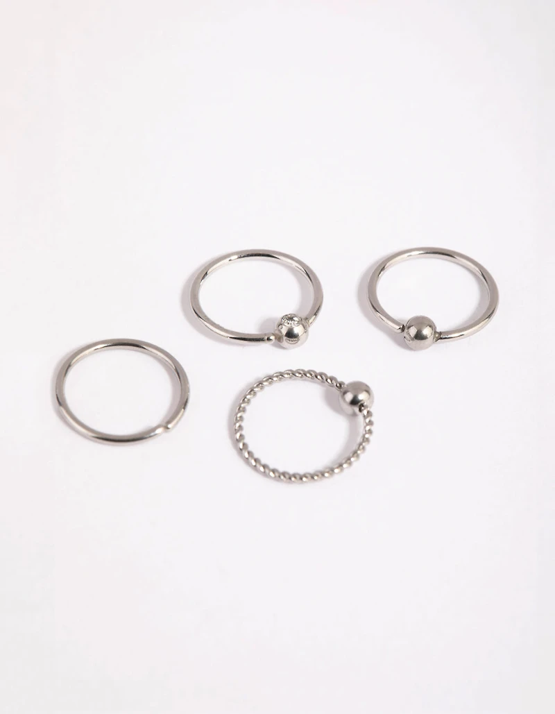 Surgical Steel Textured Nose Ring 4-Pack