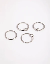 Surgical Steel Textured Nose Ring 4-Pack