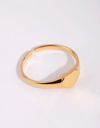 Gold Plated Sterling Silver Heart Signet Ring