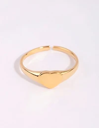 Gold Plated Sterling Silver Heart Signet Ring