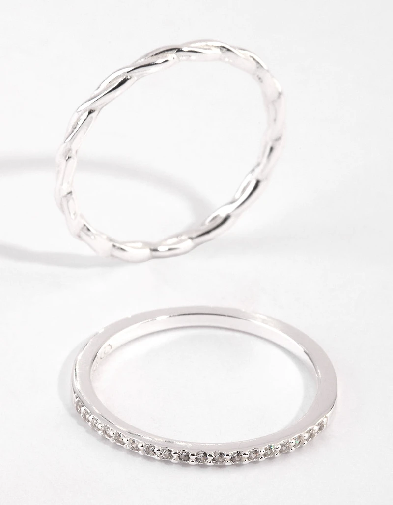Sterling Silver Cubic Zirconia Ring Set