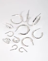 Silver Glitter Paper Earring 6-Pack