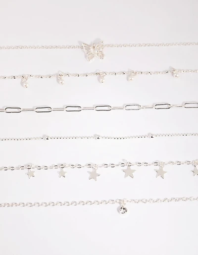 Pack de 6 colliers Silver Star & Pearl