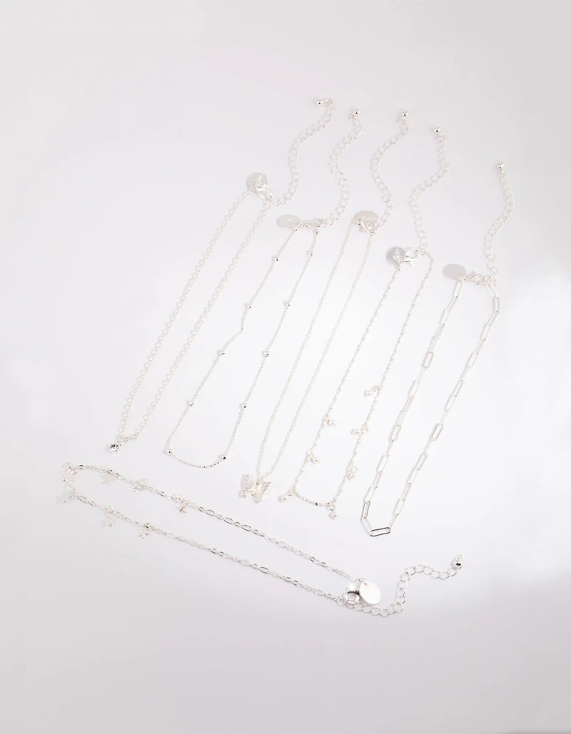 Pack de 6 colliers Silver Star & Pearl