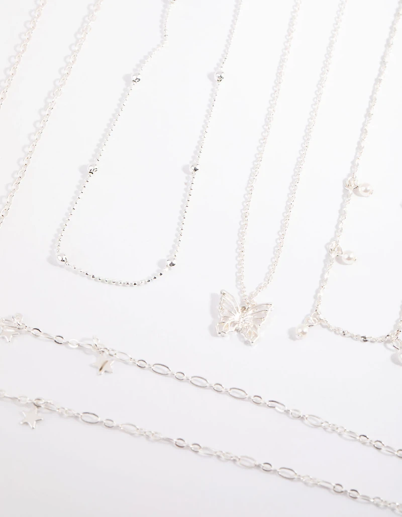 Pack de 6 colliers Silver Star & Pearl