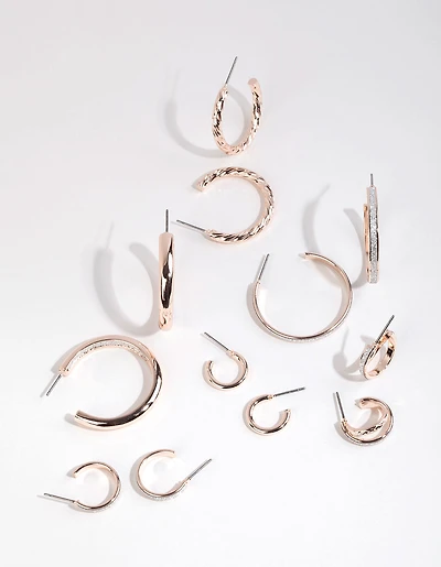 Rose Gold Glitter Paper Earring 6-Pack