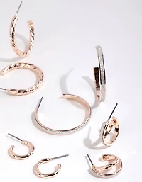 Rose Gold Glitter Paper Earring 6-Pack