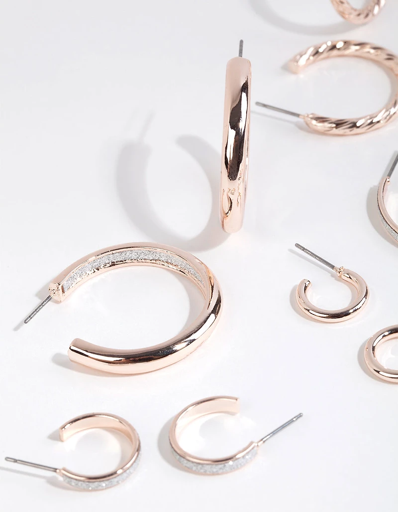 Rose Gold Glitter Paper Earring 6-Pack