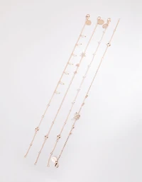 Rose Gold Butterfly Jingle Bracelet & Anklet Set