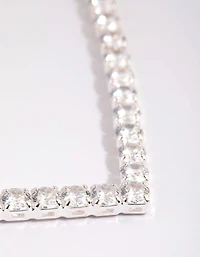 Silver Cubic Zirconia Cup Chain Pointed Tennis Necklace