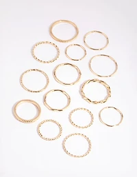 Gold Fine Mixed Band Ring Pack