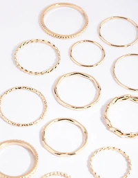 Gold Fine Mixed Band Ring Pack