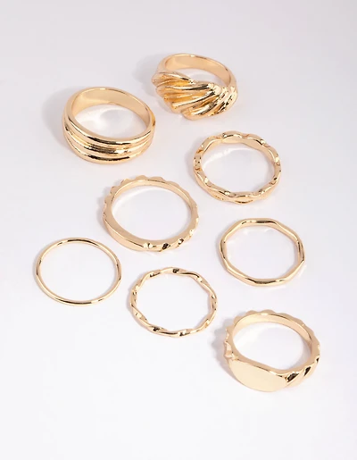 Gold Textured Ring Pack